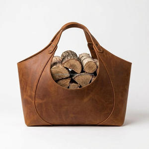Sac de transport pour bûches en cuir véritable et bois, robuste, fait main, sac de transport portable pour bois de chauffage LWC-0085 - Product Image 5