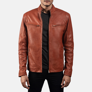 Dark Brown <b>Leather</b> Motorcycle <b>Jacket</b> with Zipper Pockets Real Lambskin <b>Leather</b> <b>Jacket</b> <b>Mens</b> Casual Brown <b>jacket</b> for <b>men</b> - Product Image 4
