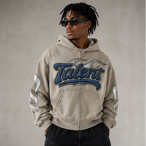 Sweat à capuche imprimé de qualité supérieure par le fabricant, design unique, fermeture éclair, impression puff, fabriqué en usine, prix bas, sweats à capuche pour hommes. - Product Image 1
