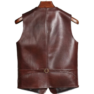 Gilet en cuir noir pour homme, veste de moto sans manches, gilet de motard, vêtement d'extérieur décontracté avec un matériau de haute qualité, design classique F - Product Image 2