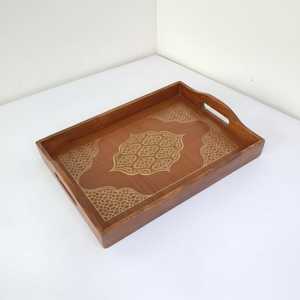 ชุดถาดเสิร์ฟไม้พิมพ์ลาย ถาดซ้อนกันได้พร้อมหูจับ ตกแต่งสไตล์เรสติก - Product Image 2