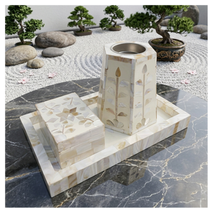 Decorative Resin Bakhoor Burner Mother of Pearl Inlay Tray Box Medkhan Incense Burner <b>Set</b> Mop Mubkhar Ramadan Gift Mabkhara - Product Image 4