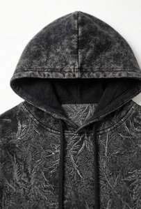 Sweat à capuche en molleton à manches longues coupe classique avec logo personnalisé, effet délavé, pour homme, en polyester/coton durable, motif dessin animé automne - Product Image 4