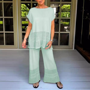 Offre Spéciale Été – Ensemble Short Deux Pièces Décontracté pour Femme, Couleur Unie, Respirant, Écologique, en Polyester Tricoté, Coupe Droite, Élastique - Product Image 5