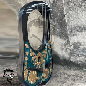 Handmade Lyre Harp 10-<b>String</b> Floral Design Rosewood Celtic Harp with Free Tuning Key & <b>Strings</b> - Product Image 4