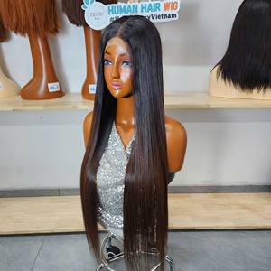 Perruques 100% Cheveux Humains Vierges Vietnamiens Double Drawn 5x5 HD Transparent Lace Front Closure Wig Sans Colle Lisses Comme des Baguettes 32 Pouces - Product Image 4