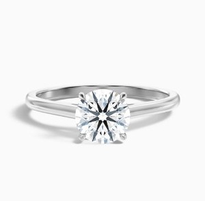 Round Cut Moissanite <b>Ring</b> 925 Sterling <b>Silver</b> White Gold Plated Engagement <b>Ring</b> Dainty Minimalist Classic <b>Solitaire</b> Wedding <b>Ring</b> - Product Image 2