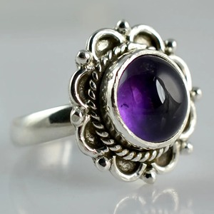 Amethyst 925 Sterling Silver <b>Boho</b> Statement Promise <b>ring</b> for Women, Natural Round Gemstone <b>Boho</b> Jewelry <b>Ring</b> Size 4-13 Christmas - Product Image 2