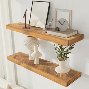 Estante Flotante de Pared de Madera de Acacia |   Diseño Minimalista |   Estantes de Madera al por Mayor - Product Image 4