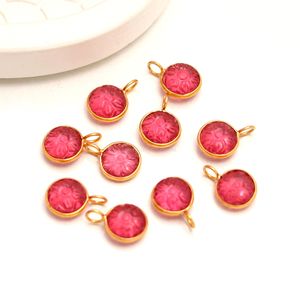 Colgante de flor de cuarzo turmalina rosa tallado a mano con piedra preciosa, plata de ley 925, amuleto de piedra de cuarzo turmalina para joyería - Product Image 6