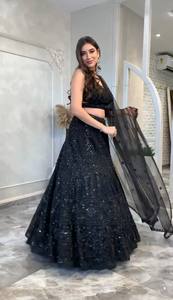 Indian Traditional Stunning Black <b>Net</b> Lehenga with Dori and Sequence Work for Wedding Occasion and Festive Party for Women Wear - Product Image 2