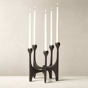 Wholesale <b>Black</b> Powder Coated Aluminum 4 Arm Eco-Friendly <b>Candlestick</b> Holder Home Wedding Christmas Decoration Customizable Size - Product Image 1