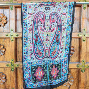 Pañuelo de Seda para Mujer con Estampado Paisley Bohemio, Ligero, con Diseño Floral, Casual, Multifuncional, Étnico, Estilo Boho, Largo - Product Image 1