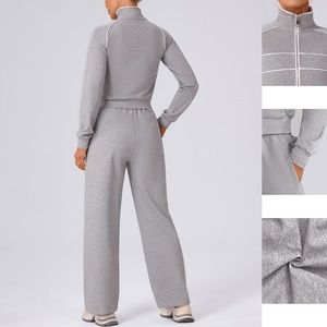 Womens Slim Fit Tracksuit Set Stretch Fabric Sports <b>Jacket</b> High Waist Jogger Pants Comfortable Casual Activewear Outfit - Product Image 6