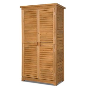 Boîte de rangement de jardin noire à toit incliné en cèdre 87*46.5*160cm, pour espace de rangement jaune - Product Image 2