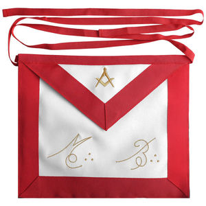 Custom Embroidered 3D <b>Sew</b>-On Master Mason Masonic Apron Red White Gold Trim Classical Style Freemason Regalia Ceremonial - Product Image 1