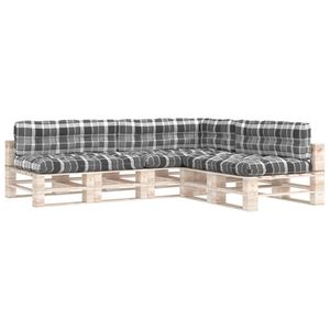 Juego de 7 Cojines Grandes para Muebles de Patio, Diseño a Cuadros Grises, 100% Poliéster - Product Image 2