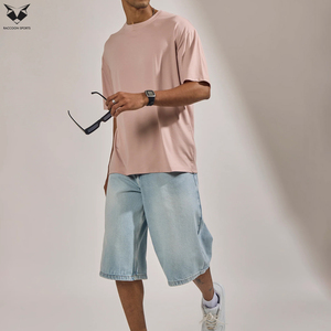 Shorts en jean baggy streetwear 2026 pour hommes, coupe droite, respirants, légers pour l'été, bleu vintage, avec logo personnalisé, vente en gros - Product Image 6