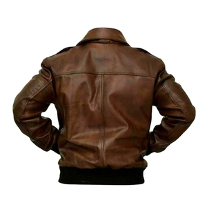 Top Selling Men's Genuine Leather Bomber Jacket Black Turn-down Collar Faux Fur Lining Zipper Closure Winter Moto Style - Product Image 2