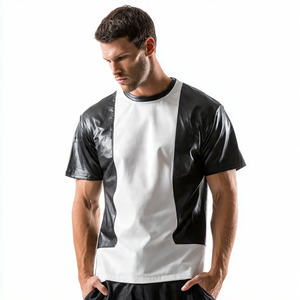 T-shirt pour homme à manches longues, col rond, style streetwear, en cuir PU de haute qualité, écologique, anti-UV - Product Image 6