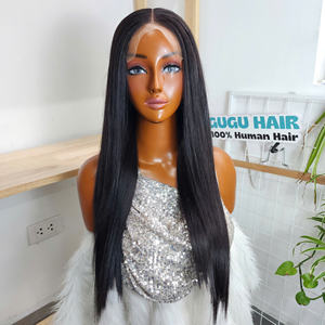 Meilleure vente en gros : Perruque Lace Closure 22 pouces en cheveux vierges bruts vietnamiens, couleur brune, lisse et soyeuse, avec trame de cheveux humains 5x5 - Product Image 1