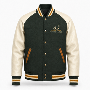 Custom Varsity <b>Jacket</b> Wool Body Genuine Leather Sleeves <b>Mens</b> Letterman Bomber Wholesale Manufacturer Embroidered - Product Image 4