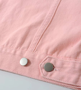 Chaqueta vaquera rosa oversize de fabricante, con cuello clásico y bolsillos en el pecho, lavado suave, para mujer - Product Image 6