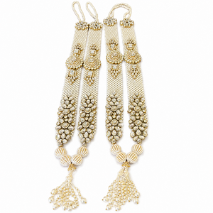 Paire de Varmala Kundan de créateur pour cérémonie de mariage, ensemble Jai Mala pour mariée et marié, paire de guirlandes de mariage indiennes traditionnelles - Product Image 1