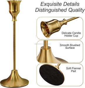 Vintage <b>Gold</b> Metal Pillars Candle Holders Set for Birthday Christmas Wedding Home Decor Durable Eco-Friendly <b>Table</b> Top - Product Image 4