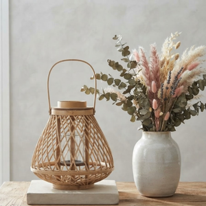 Linterna de Ratán Básica con Asas, Portavelas de Té Hecho a Mano, Natural, para Decoración del Hogar y Suministros de Hostelería - Product Image 5