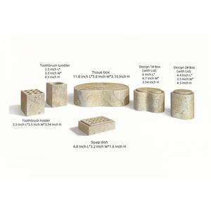 Set di Accessori per Bagno in Marmo Naturale Giallo Beige, Accessori Premium per Bagno Realizzati in Pietra Naturale - Product Image 3