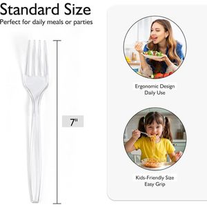 Forchette in Plastica Trasparente Resistente da 300 Pezzi, Eleganti Posate Monouso, Posate in Plastica di Lusso - Product Image 1