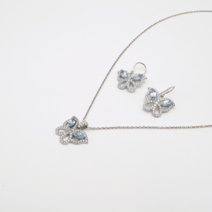 Royal Blue Topaz Marquise Shape Pendant and <b>Stud</b> <b>Earrings</b> <b>Set</b> Stylish Gemstone Jewelry Fashion Accessory - Product Image 3