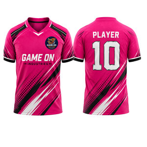 High Quality 100% Polyester Breathable Quick Dry Regular Fit Custom Pink/Black <b>White</b> Sublimated Soccer Short Sleeve Jersey Men - Product Image 1