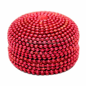 Boîte à bijoux ronde perlée rouge très demandée pour bagues, boucles d'oreilles, colliers, bibelots, et boîte de rangement perlée pour pilules, idéale pour les cadeaux féminins - Product Image 1