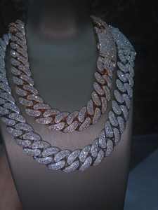 Cadena cubana de eslabones helados en plata y oro rosa con moissanita VVS certificada IGI, engaste de garras, tendencia, superventas, lujo hip hop brillante - Product Image 6