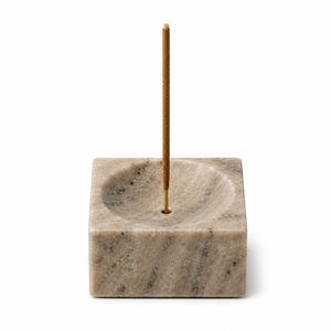 Quemador de incienso de lujo de mármol marrón de Toronto, soporte para varillas de incienso en forma de cubo, accesorio decorativo minimalista de piedra para fragancia del hogar - Product Image 4
