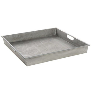 Farmhouse Style Galvanized Metal Rectangular Serving Tray With <b>Wooden</b> Handles Vintage Steel Organizer <b>Bin</b> For Home Decor Kitchen - Product Image 3