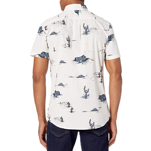 Chemise décontractée à manches courtes pour homme, blanche, à imprimé floral, col rabattu, en popeline respirante en polyester, pour les vacances d'été - Product Image 3
