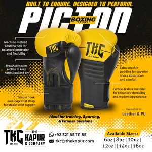Gants de boxe professionnels Picton imperméables pour l'extérieur, protection des jointures, ajustement signature, rembourrage amélioré pour l'entraînement - Product Image 2