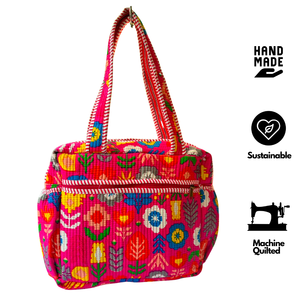 Premium Cotton Jaipur Block Print Nappy <b>Bag</b> Quilted Baby Organizer Eco Friendly Durable Zip Closure Casual Outing Travel Ready - Product Image 2