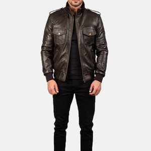 Custom Men's <b>Winter</b> Genuine <b>Leather</b> Vintage Style Breathable Coated <b>Jacket</b> with Fur Collar OEM Service Available Wholesale - Product Image 5