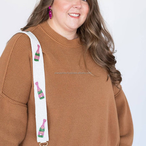 Sac bandoulière perlé personnalisé, style vintage glamour, avec broderie pour bouteille, poignée portable pour champagne - Product Image 4