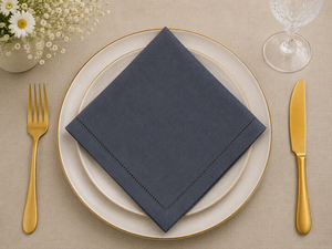 100% Linen Hemstitch Napkin Embroidered <b>Disposable</b> <b>Cloth</b> Napkin Modern Restaurant <b>Table</b> Decor - Product Image 1