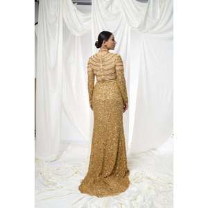 Wholesale Modern Luxury Long Sleeve Embroidered Mermaid Evening Gown | Lace Applique Floor Length | Formal Banquet Wear IndiaPro - Product Image 1