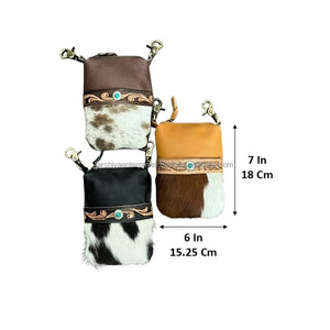 New High-Quality Western Hand Tooled Cowhide Leather Waist <b>Bag</b> with Small <b>Phone</b> Purse <b>for</b> Women's Motorcycle Riding Hip Pouch - Product Image 2