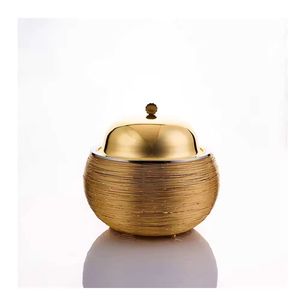 Luxury Glass Casserole Premium Food Warmers Ornate Stainless Steel <b>Buffet</b> <b>Server</b> with Decorative Gold Base & Lid - Product Image 2