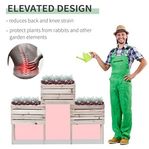 Kit de 4 jardinières surélevées en bois pour l'extérieur, pour plantes, fleurs, légumes et fruits, taille du carton en cm - Product Image 6