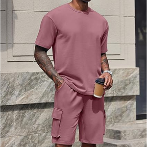 Mens Summer <b>Set</b> Manufacturer T Shirt Cargo Shorts 2 Piece 220 GSM Cotton Oversized OEM Custom Logo Bulk - Product Image 3