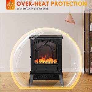 Caminetto Elettrico Indipendente da 750W/1500W con Effetto Fiamma Realistico e Protezione dal Surriscaldamento, Mantello Nero - Product Image 6